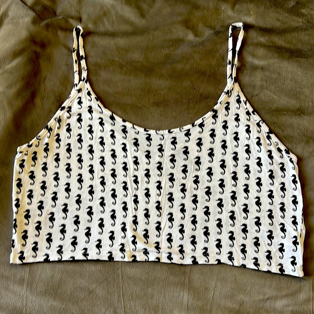 Crop Top with Black Seahorses